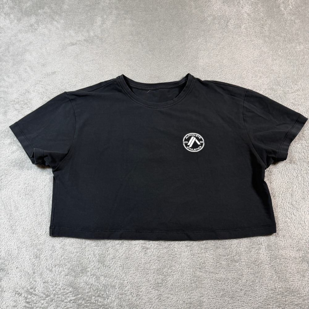 Alphalete Athletics Cropped Shirt Women Small Black Short Sleeve Workout Gym